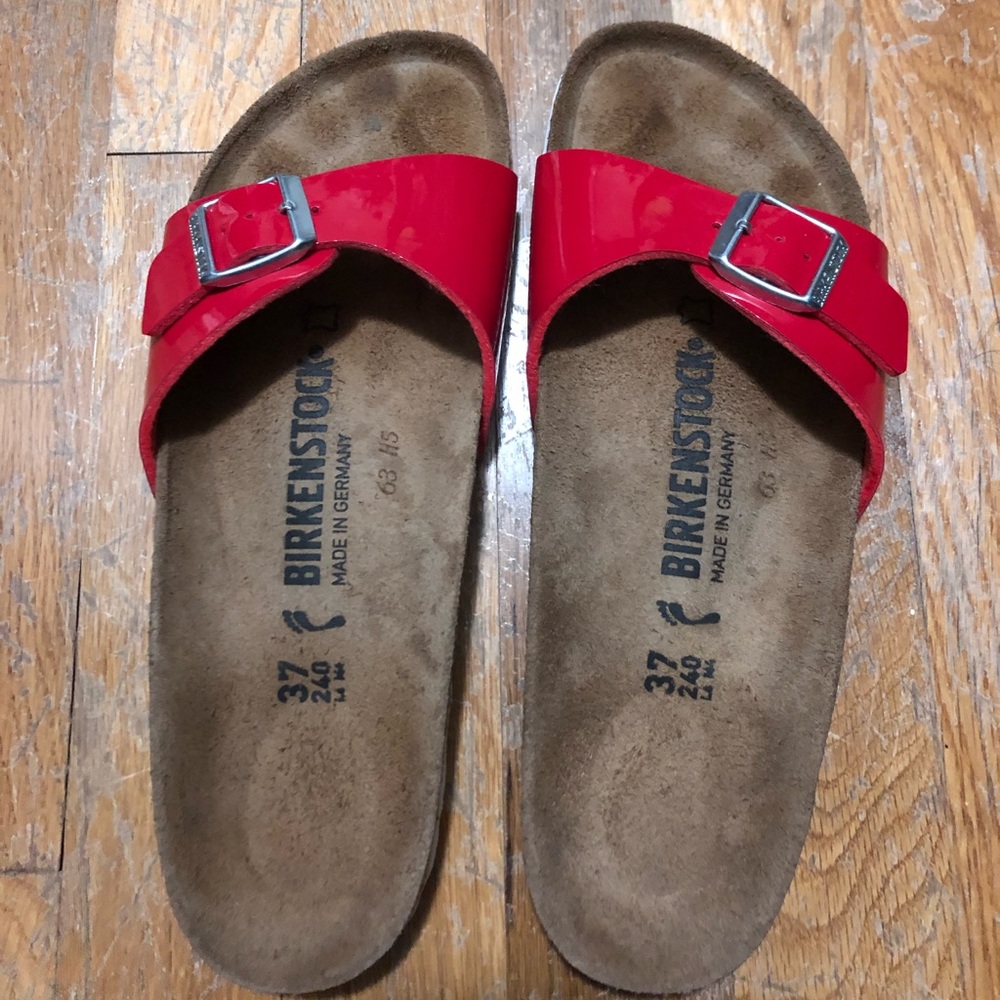 Birkenstock Red Patent Leather Madrid Sandal